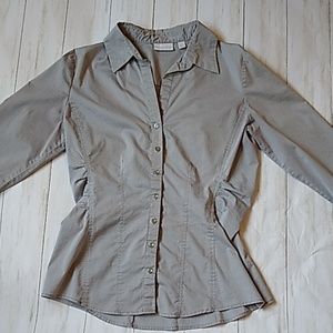 New York & Company gray button down shirt size Med